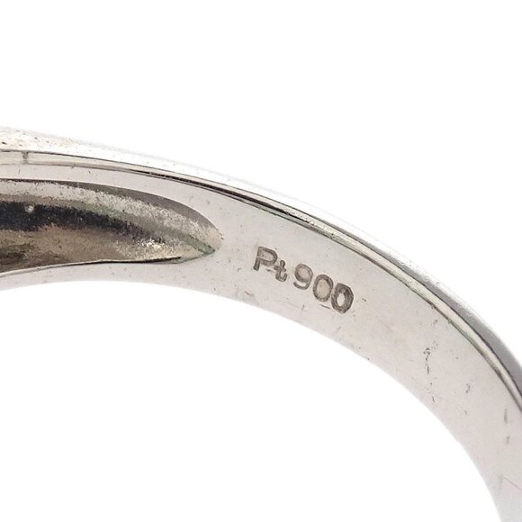 Ring Pt900 Emerald Diamond Silver #52 186811 - Picture 2 of 4